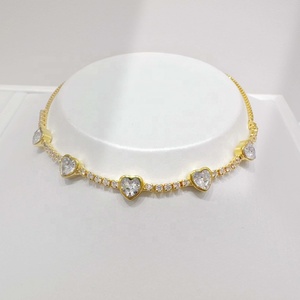 Pulsera de Plata de Ley 925 Personalizada con Dije de Corazón, Grabado, con Circonitas, Bañada en Oro de 18k, para Niñas, Venta al por Mayor, Colección Verano - Product Image 4