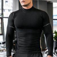 T-shirt de sport athlétique personnalisé pour homme, t-shirt de compression à manches longues pour homme, sous-vêtement de course et de gym