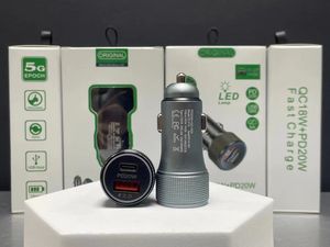 Chargeur de voiture 2-en-1 38W PD Type C à vente chaude, 20W+ QC3.0, charge rapide, double USB, téléphones mobiles et appareils, métal noir/blanc - Product Image 5