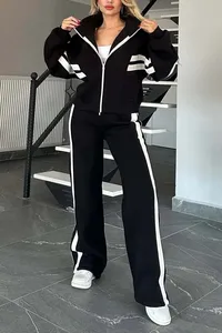 Nuovo Completo Sportivo da Donna <span class=keywords><strong>S</strong></span>-5XL, Moda Semplice a Maniche Lunghe, Tinta Unita, Abbigliamento Casual, Set Professionale Due Pezzi - Product Image 2