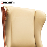 Chaise de bureau de direction Big Boss confortable en bois chaise de bureau en cuir beige à dossier haut chaise de direction