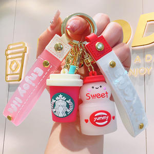 Porte-clés miniature en forme de <span class=keywords><strong>bouteille</strong></span> de boisson, breloque mignonne en forme de canette de soda et de thé aux perles, cadeau créatif et original pour sac - Product Image 3