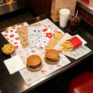 Custom Burger Sandwich Fried Chicken Food Greaseproof Wrapping Paper <b>Sheets</b> Disposable Hamburger Wrap Packaging Paper with logo - Product Image 1