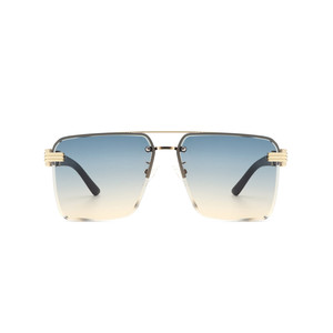 Blip - Lunettes de soleil carrées rétro teintées sans monture avec barre supérieure, style mode - Product Image 3