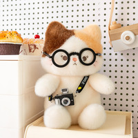 Boneka Kucing Tiga Warna Super Lembut Isi Kapas PP Ukuran Dapat Disesuaikan 11-30cm Teman Anak untuk Menghilangkan Stres Penggunaan di Meja