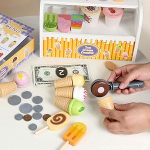 Juego de Cocina de Juguete: Heladería de Madera para Niños <span class=keywords><strong>con</strong></span> Cuchara, Menú y Dinero – Juego de Imitación - Product Image 5