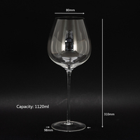 À la main de luxe personnalisé logo blanc clair longue tige rouge verres à vin gobelet bourgogne bol tige grande coupe en verre