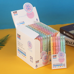 Nhà Máy Bán buôn mềm Pastel huỳnh quang màu nước bút 6-màu sắc đôi tip <span class=keywords><strong>Highlighter</strong></span> thiết lập cho sinh viên phác thảo của Kid nghệ thuật - Product Image 3