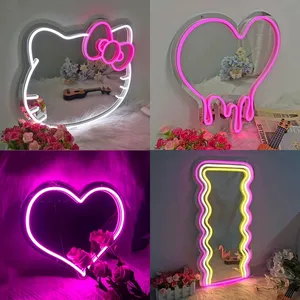 Letrero de Neón LED Personalizado con Diseño de Gato Kawaii, Luz de Gatito con Lazo Rosa para Decoración de Salón o Boutique - Product Image 2