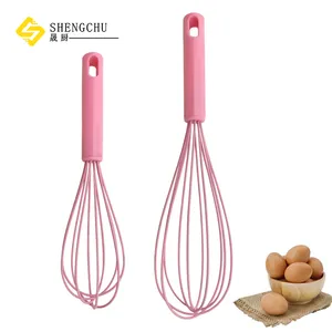 Hướng dẫn sử dụng trứng công cụ 10 inch 12 inch trứng Beater kem trộn cầm tay Silicone Dây phẳng trứng Whisk với PP xử lý