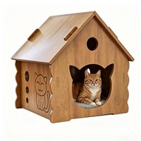Maison pour chat en bois, abri imperméable pour intérieur et extérieur, entrée en forme de tête de chat, respirant, facile à assembler