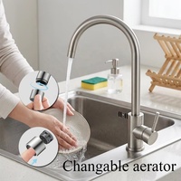 Robinet d'évier de cuisine noir en acier inoxydable à une poignée à montage sur pont d'eau chaude froide
