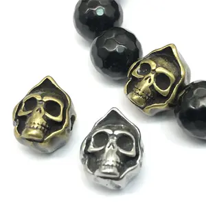 Custom Men Jewelry Stainless Steel Skull Beads for Jewelry Bracelet Making Spacer Beads