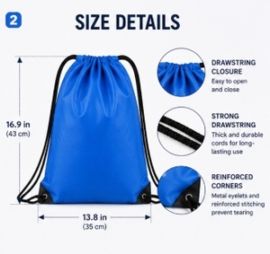 Bulk Corporate Swag <b>Drawstring</b> <b>Bags</b> Custom Branded Cinch Totes Personalized Event Giveaways Blank Promo Sport Packs Wholesale - Product Image 2