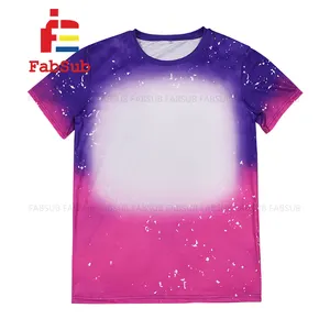 Offre Spéciale unisexe adultes enfants Faux blanchi t-shirts 100% Polyester bBleach Sublimation t-shirt pour l'impression par sublimation