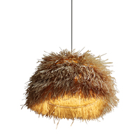 Lampe suspendue lanterne vintage tissée à la main en osier Lampe suspendue Lustre en rotin créatif E27 Abat-jour en rotin en osier