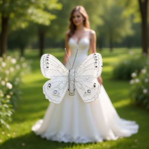 Farfalla Ilan con clip da 8 cm per copricapo da sposa - Product Image 2