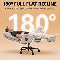 Fauteuil de Direction Luxe Ergonomique Inclinable et Réglable en Hauteur, en Cuir Gris Clair Moderne, pour Bureau, Direction, Usage Domestique avec Repose-Pieds