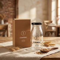 Botol Jus Kaca Bening Grosir 150ml 250ml 500ml 1L Botol Susu Kaca dengan Tutup Logam Botol Minuman