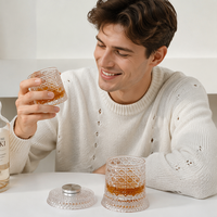 Vente en gros : Verre à eau et tasse à whisky/bière en verre premium avec base de décompression rotative