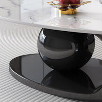 HANYEE Table centrale de salon italienne Meubles de maison Base à billes en acier inoxydable Table basse en marbre Meubles de maison