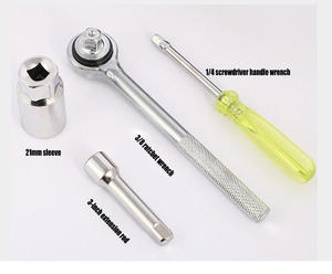 Jeu de douilles d'entraînement de 1/4 et <span class=keywords><strong>3</strong></span>/<span class=keywords><strong>8</strong></span> pouces Jeu de clés à cliquet de 40 pièces pour la réparation automobile et moto - Product Image 3