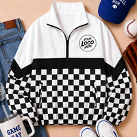 Blouson coupe-vent respirant et imperméable à motif écossais avec logo d'équipe vintage, fermeture éclair 1/4, manches longues, vente en gros