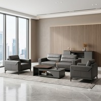 Großhandel Modernes Dreisitzer-Bürosofa-Set Lederpolsterung Sessel Couchtisch Direktvertrieb Empfangs-Lounge