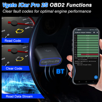 Vgate ICar Pro 2S ELM327 V2.3 BT5.3 Lector de Códigos de Auto Inalámbrico Can-BUS, Escáner OBD2 Compatible con Diagnóstico de Vehículos de Nueva Energía