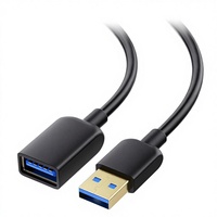 Cable de Extensión USB 3.0 Cable Matters de 5 Gbps y 1.8 m con Blindaje Trenzado y Conectores Macho/Hembra para Computadora, Color Negro