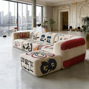 Sofá Seccional de Alta Gama con Estampado de Grafiti, Sofá Modular Personalizable, Muebles Inspirados en el Arte para <span class=keywords><strong>Interiores</strong></span> Modernos - Product Image 4