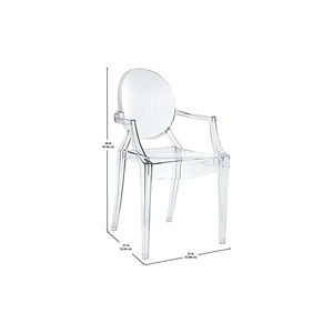 Chaise à bras polyvalente moderne en acrylique empilable pour cuisine <span class=keywords><strong>et</strong></span> salle à manger, transparente, entièrement assemblée - Product Image 2