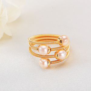 Anillo de Perlas de Agua Dulce Auténticas con Diseño de Anillo Enrollado de Múltiples Capas, Hecho a Mano, Simple, Elegante y Nuevo - Product Image 3