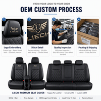 LC Crown Embroidery Leather Eco-friendly Sedans SUV Universal 3-Piece All-Season Car Seat Covers Full Set Fixed Lumbar.