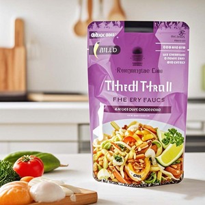 Usine personnalisé thermoscellable étanche à l'humidité cornue emballage alimentaire en plastique Flexible imprimé support pochette pour aliments pour animaux de compagnie 120-135 - Product Image 1