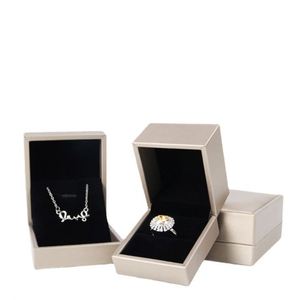 Customize Logo Pu Wire <b>Drawing</b> Brown <b>Small</b> Travel Acetate Trinket With Lid for Jewelry Box Packaging Luxury Necklace Ring Boxes - Product Image 3