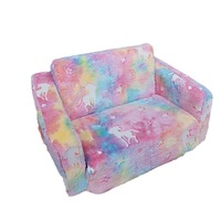 Canapé-lit enfant dessin animé compressible et roulable en éponge, motif étoile lumineuse en flanelle, monoplace, amovible et lavable