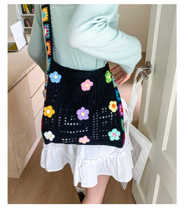 <span class=keywords><strong>Sac</strong></span> à bandoulière en <span class=keywords><strong>crochet</strong></span> style bohème, ajouré, tissé à la main, granny square, sacs de voyage en tricot pour l'été et la plage - Product Image 6