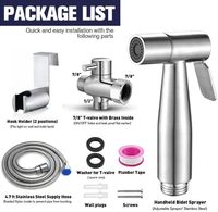 Pommeau de douche à main haute pression en acier inoxydable écologique, finition brossée, avec buse de bidet, installation facile, pour salle de bain individuelle