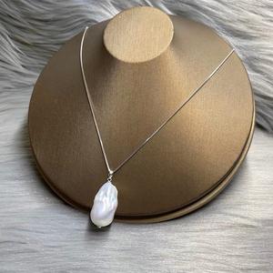 Pendentif en argent 925, style romantique français, queue de poisson, perle baroque naturelle, grande chaîne de clavicule, pour le quotidien, tendance - Product Image 1