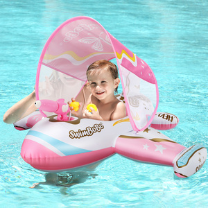 Flotador de Natación para Niños Swimbobo Cool Pink Plane, Anillo de Natación Inflable de PVC, Asiento de Seguridad para Niños con Toldo - Product Image 1