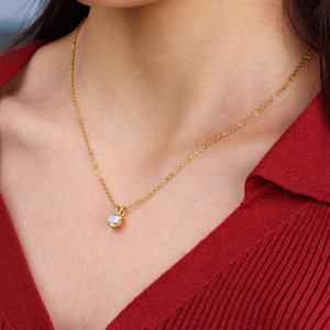 Collar Solitario de Zirconia de Alta Calidad Chapado en Oro de Acero Inoxidable 316L <span class=keywords><strong>Chris</strong></span> April - Product Image 3