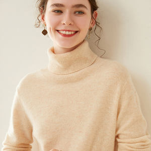 Logo personnalisé de luxe mongolie col roulé gros tricoté en gros cachemire <span class=keywords><strong>laine</strong></span> pull femmes robe - Product Image 4