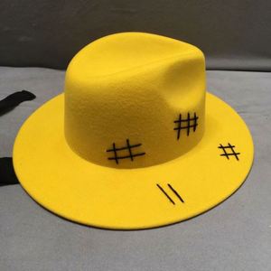 Chapeau Fedora en feutre jaune de haute qualité avec sangle sous le menton pour femme - Idéal pour les fêtes, les affaires et les activités sportives en extérieur - Product Image 4