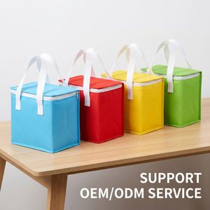 Sac isotherme personnalisé écologique en non-tissé laminé couleur pleine, imperméable, pour livraison de lait, gâteaux, aliments et pique-niques - Product Image 3