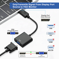 Adaptateur DP vers VGA, Mâle vers Femelle 1080P (DP) Source vers Affichage VGA pour Ordinateur, Projecteur, Moniteur