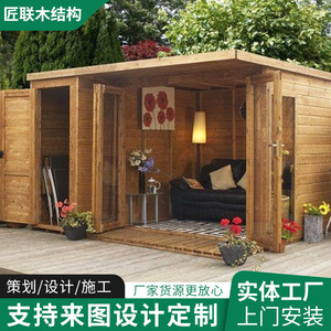 Caseta de jardín de madera tratada a presión, estilo tradicional, con puertas y ventanas de vidrio, para sala de té o - Product Image 4