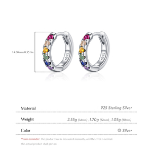 <span class=keywords><strong>Orecchini</strong></span> a <span class=keywords><strong>Cerchio</strong></span> Semplici in <span class=keywords><strong>Argento</strong></span> Sterling 925 con Zirconi Cubici Colorati per Uso Quotidiano, Gioielli Raffinati per Donne - Product Image 3