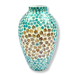 Vase de maison décoratif léger et écologique fait à la main grand carton Floral Capiz Shell Inlay Vase de table Lacquerworld - Product Image 2