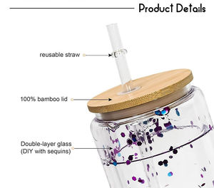 Gobelets à double paroi de 16 oz en forme de boule de neige, cadeau de Noël pour enfants, gobelets en verre pailleté avec couvercles et pailles, mugs à sublimation - Product Image 3